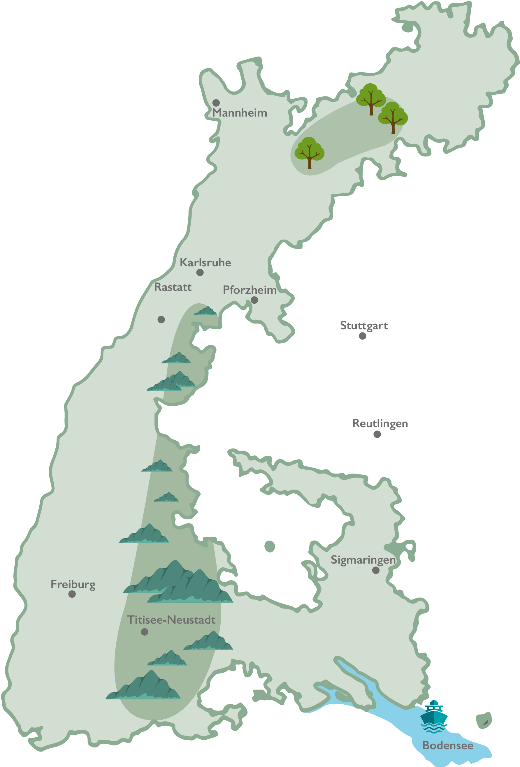 Karte der Erzdiözese Freiburg